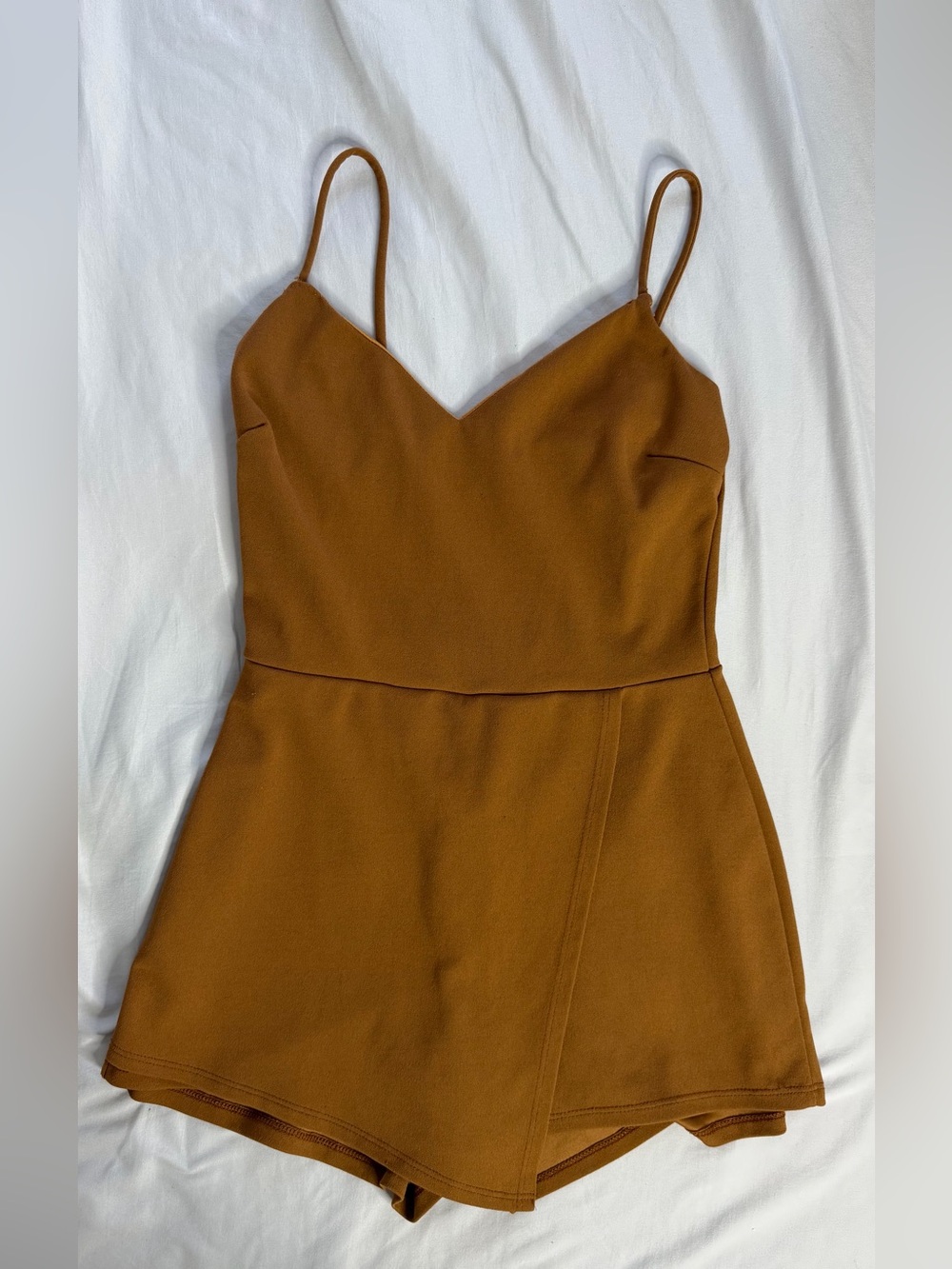 Windsor Rust Brown Spaghetti Strap Mini Romper